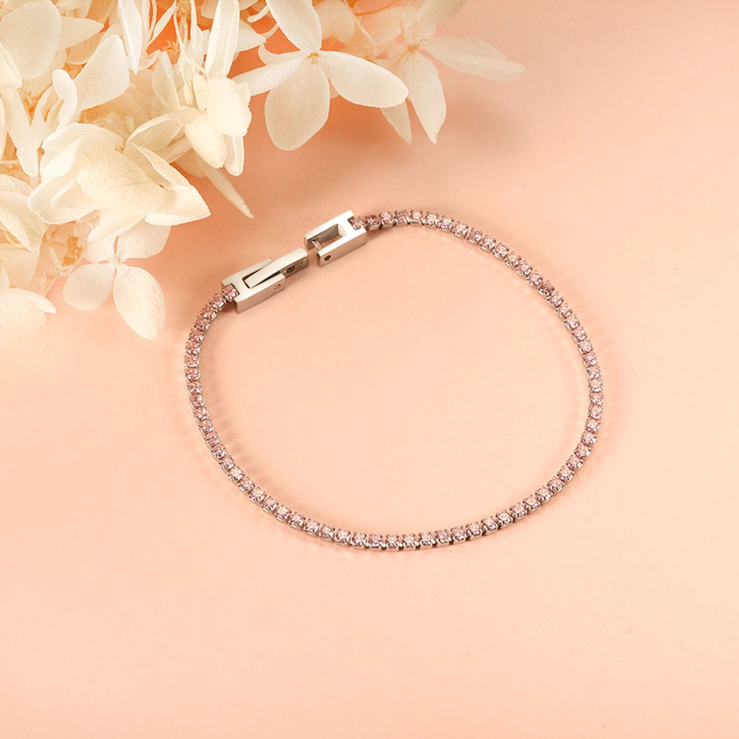 Diamond-Buckle Tennisarmband